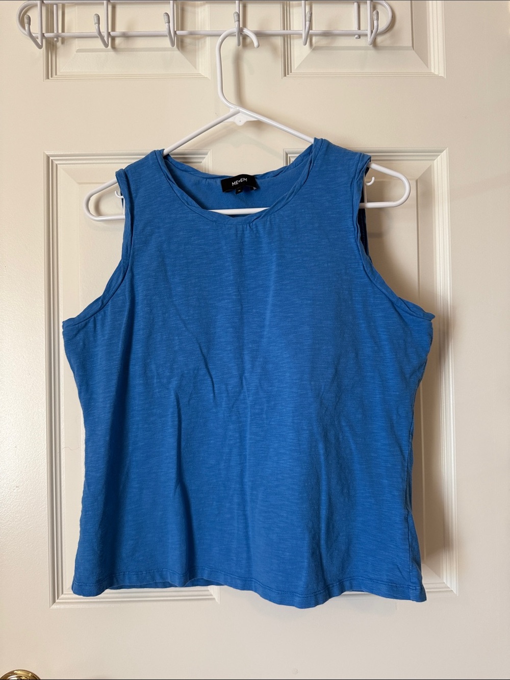 Me+Em Bright Blue Slub Cotton Tank - size 16, shelf bra